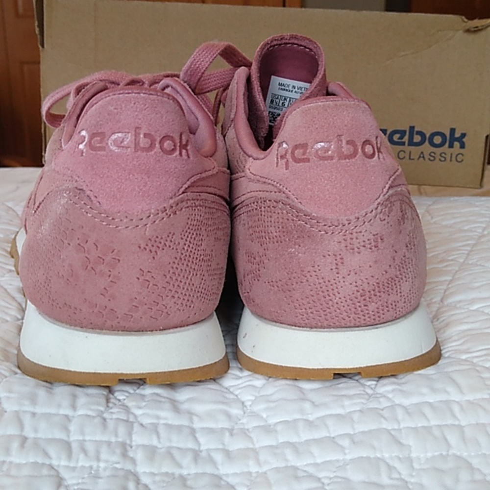 💗Reebok Clean Exotics Leather Classic Trainers Shoes. Women's 8.5 Sandy Rose - Picture 4 of 14